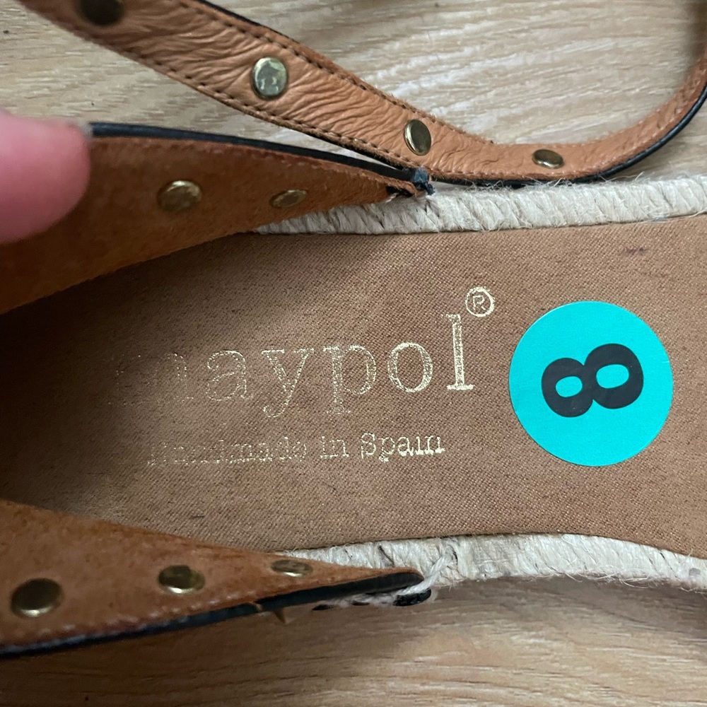Anthropologie’s Maypol Black Leather Espadrilles in Size 8 - Picture 4 of 11